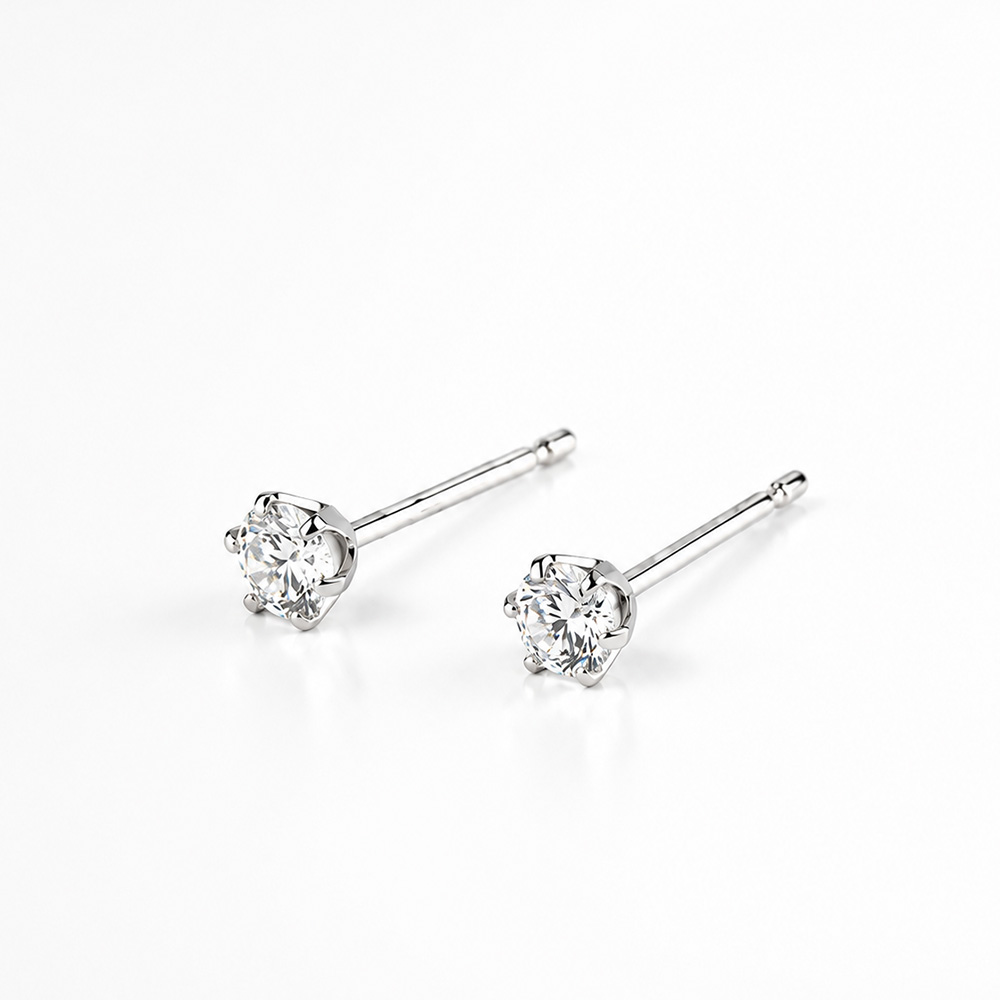 【A'jane】18K金 20分培育鑽耳環 經典六爪單鑽耳環-A022603-001, , large