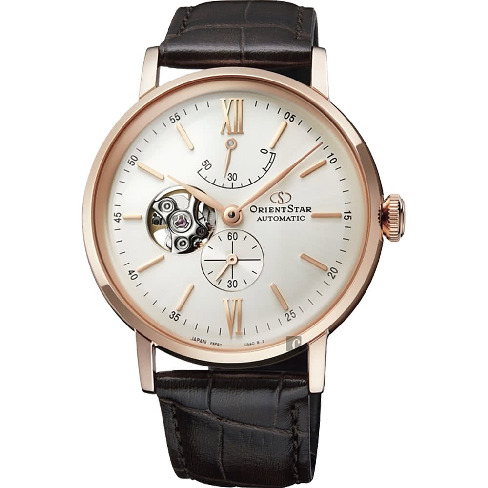 ORIENT 東方錶 東方之星 OPEN HEART系列機械錶-玫瑰金框/40mm RE-AV0001S, , large