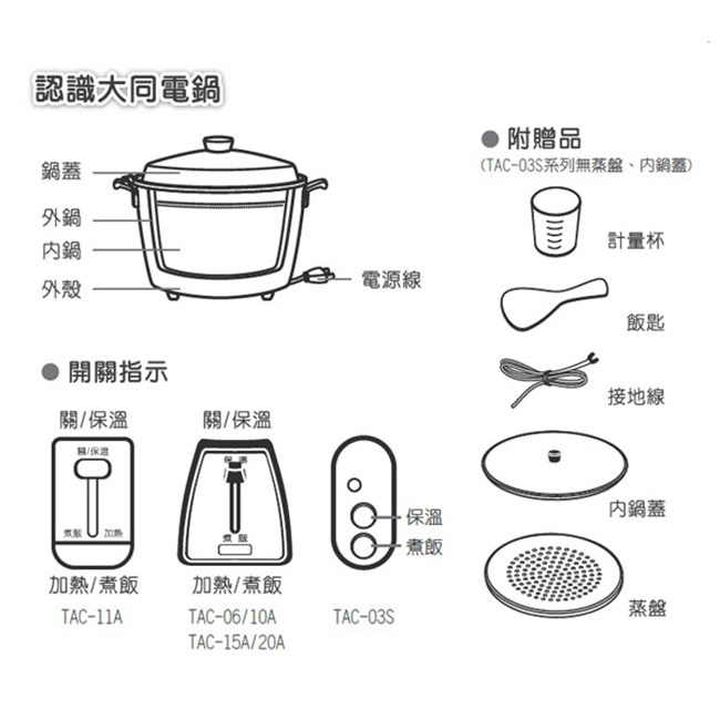 TATUNG 大同 TAC-06L- D 6人份 (不鏽鋼電鍋 & 配件) 電鍋  _ 大同公司貨, , large