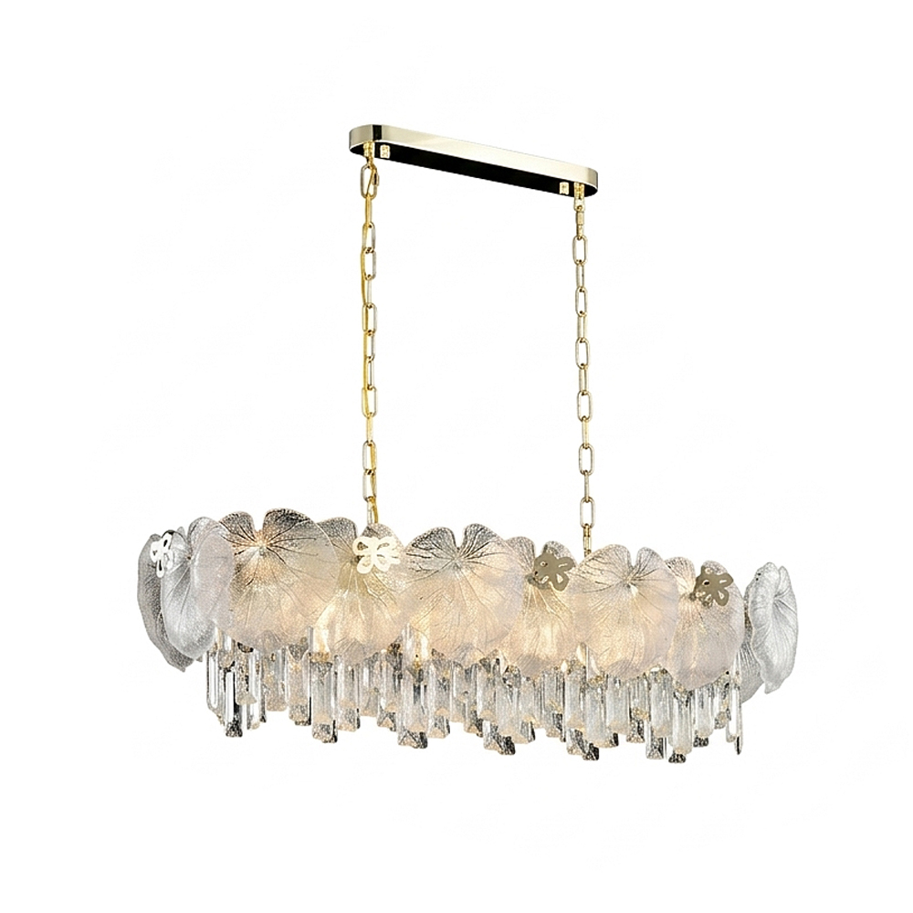 【H&R安室家】95X30X26花樣玻璃水晶吊燈HR20721, , large