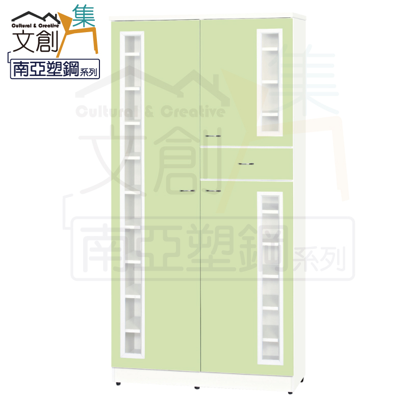 【文創集】巴特 環保3尺南亞塑鋼三門單抽高鞋櫃(客約商品), , large