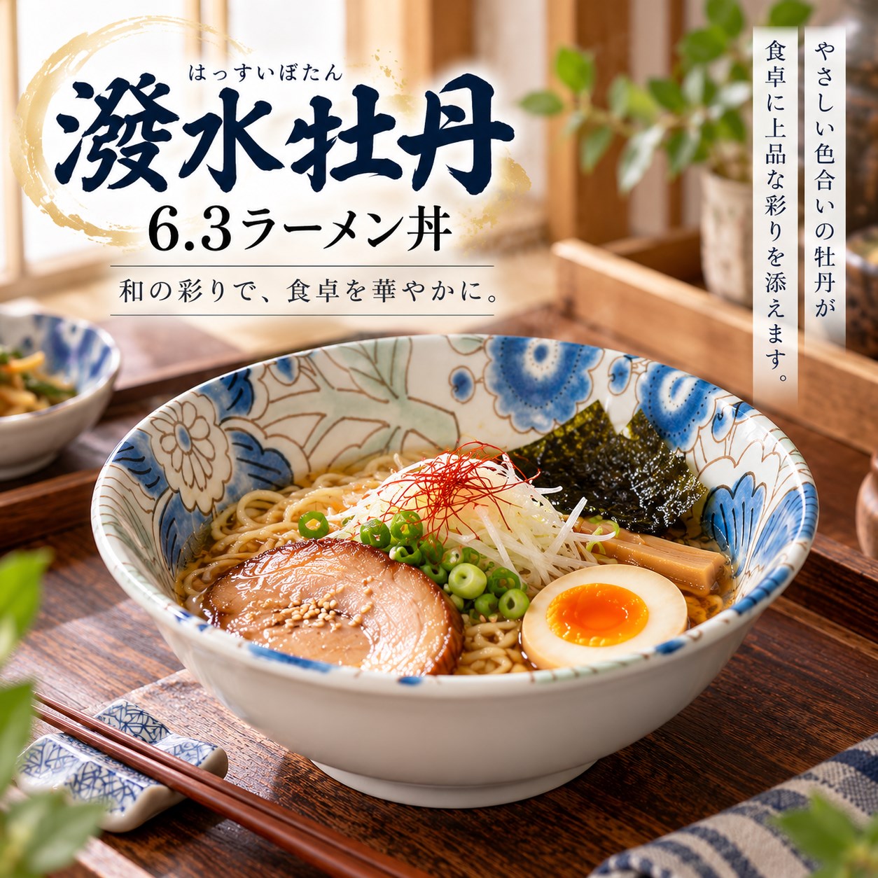 【HIYASU日安工坊】潑水牡丹6.3拉麵碗, , large