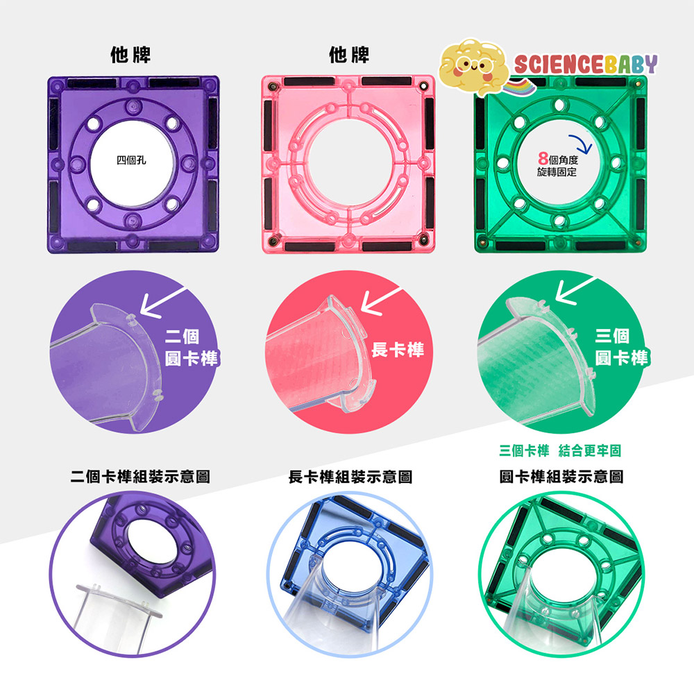 【啾愛你】ScienceBaby 球道組彩色管雪鑽磁力片 100 PCS, , large