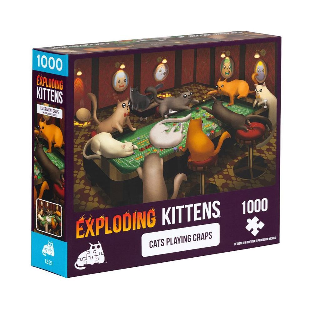 【Asmodee】爆炸貓 1000片拼圖：賭桌上的貓 英文版｜Exploding Kittens Puzzle 兒童拼圖, , large