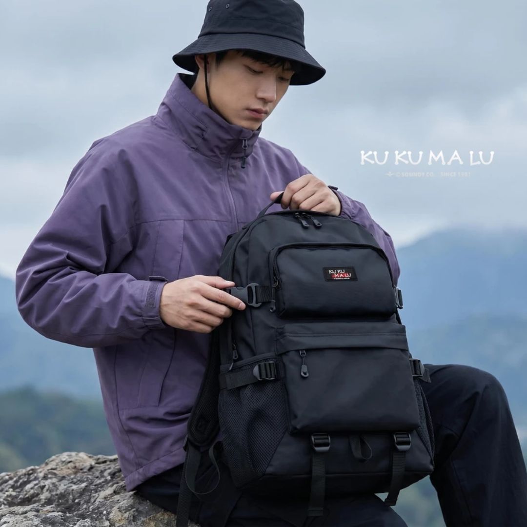 【KUKUMALU】日系潮流機能背包 男款雙肩包 大容量旅行包 大中學生書包 商務包 休閒包 雙肩包 背包, , large