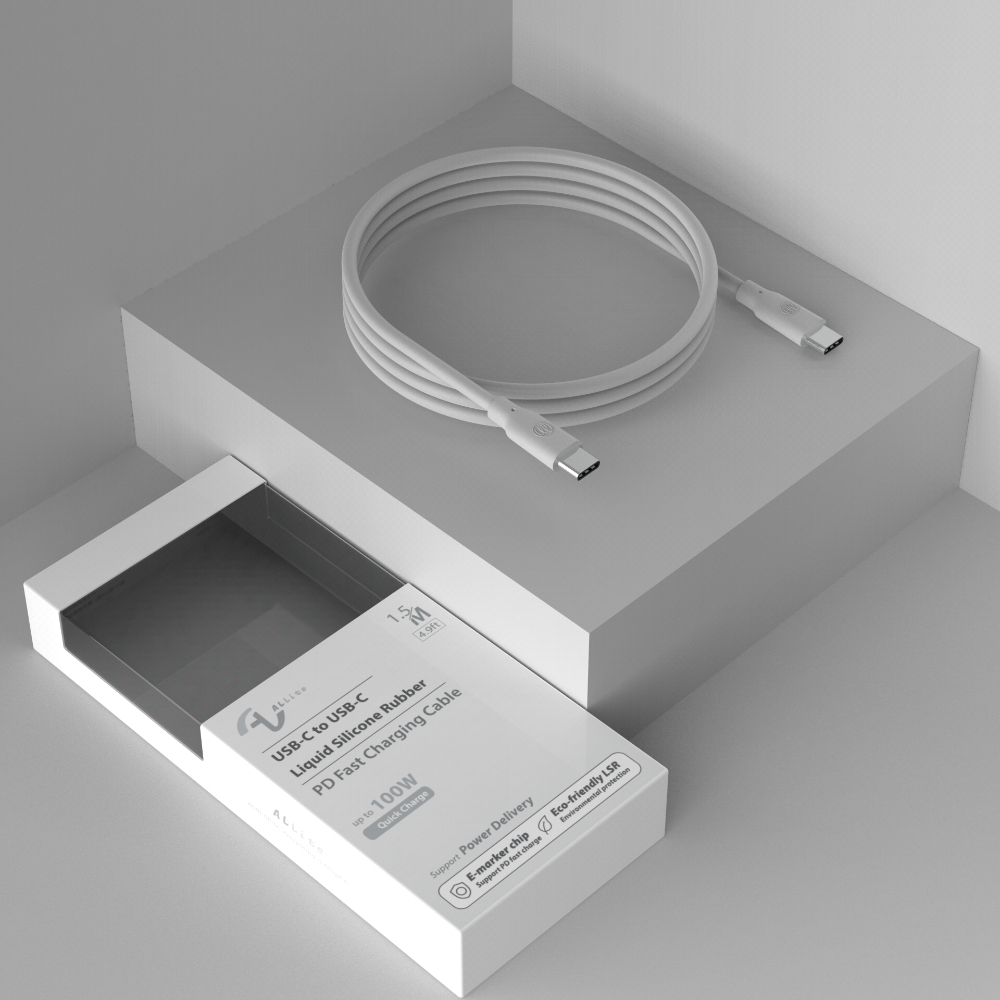 [萬摩科技]Allite 1.5 M 液態矽膠充電線（USB-C to USB-C）冷霧灰, , large