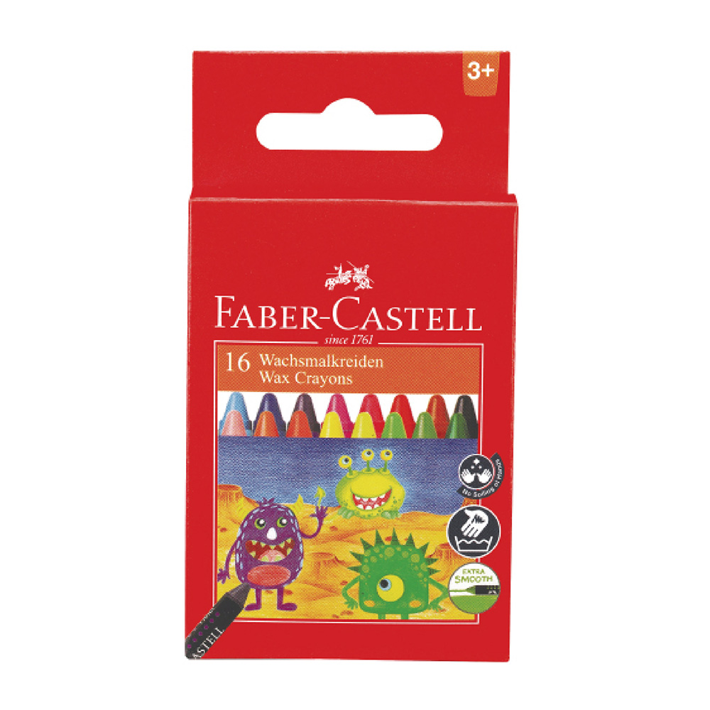 【Faber-Castell】輝柏 大眼星球 無毒蠟筆 16色/盒 120050, , large
