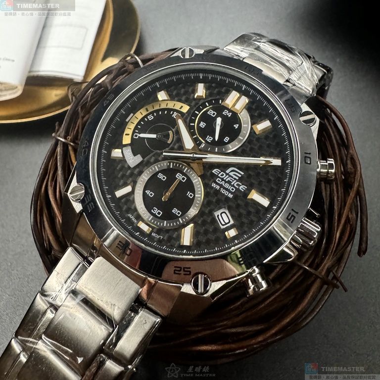 [星晴錶業]CASIO手錶,44mm,CA56830黑色錶面銀錶殼銀色精鋼錶帶款, , large