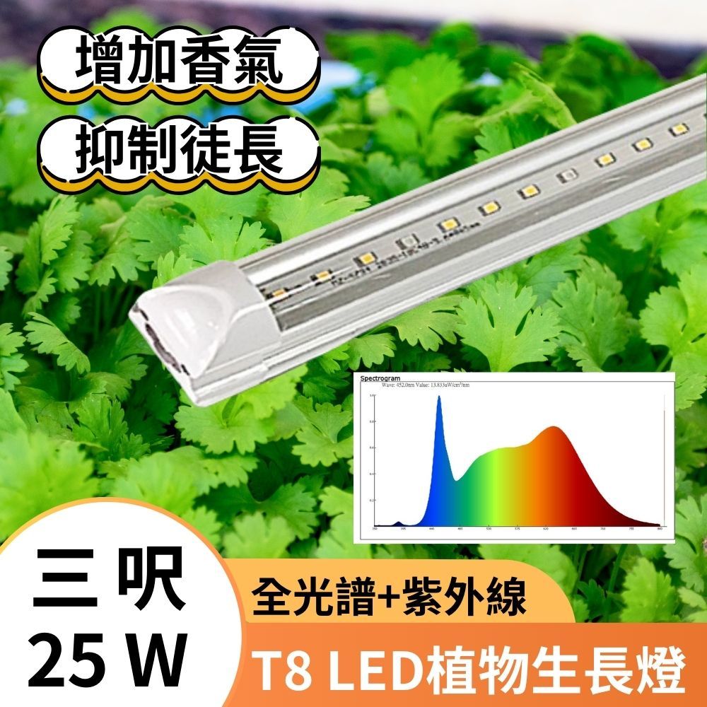 【君沛】UVA紫外線 3呎 T8植物燈管 25W 全光譜 提升香氣 抑制徒長 香草植物推薦 薄荷羅勒 室內菜園層架補光, , large