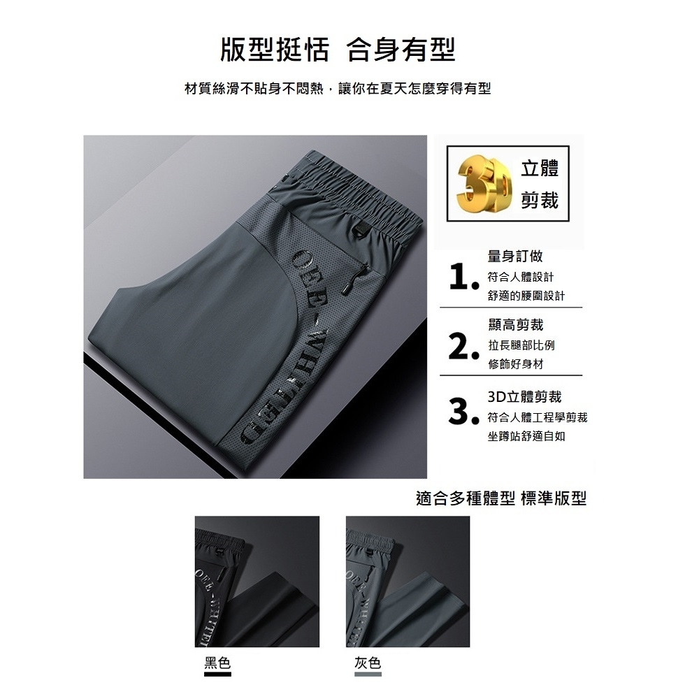 【A&R】大尺碼  冰絲3D剪裁輕薄透氣休閒褲 灰色,4XL, , large