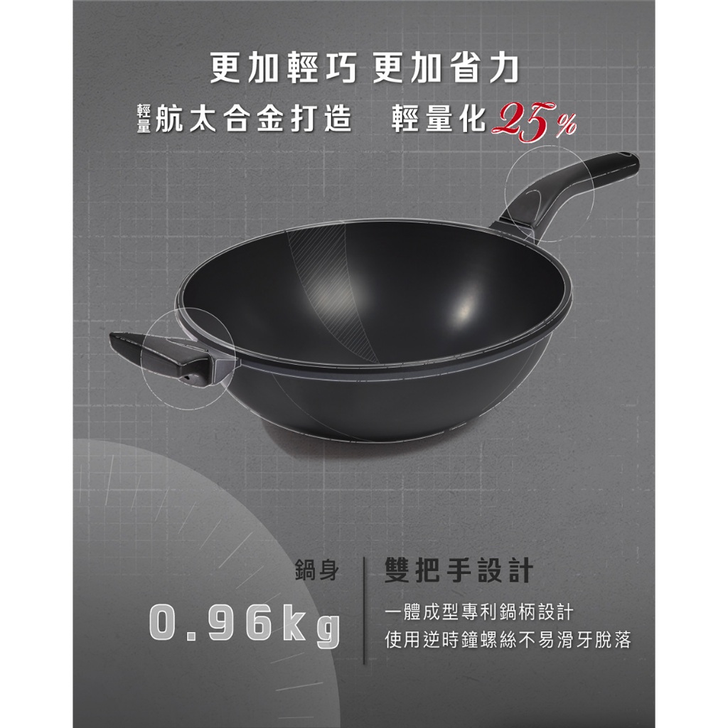 【美國MotherGoose鵝媽媽】晶鑽輕量無塗層 手工鑄造炒鍋33/40cm 物理性不沾鍋, , large