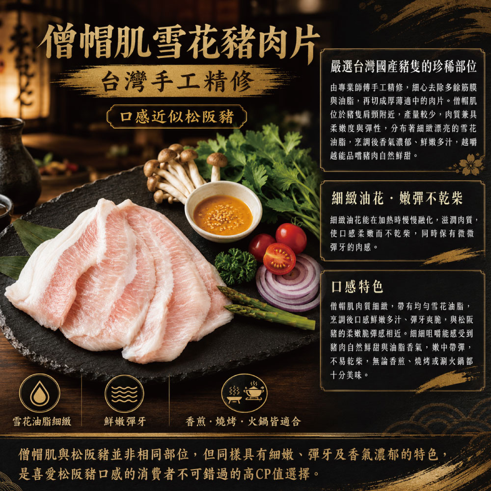 約克街肉鋪 手工精修僧帽肌雪花豬肉片1盒 （200g&plusmn;10%/盒）_任選, , large