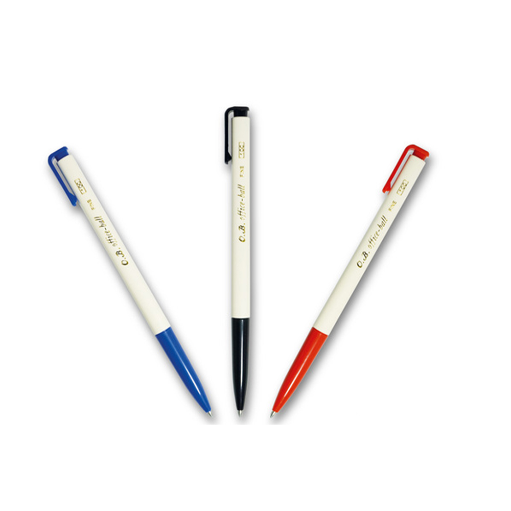 【龍品文創】王華OB  OB-100 0.7 白桿自動原子筆-黑-10支, , large