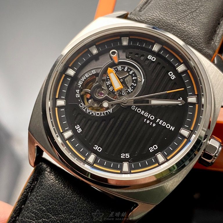 [星晴錶業]GiorgioFedon1919手錶,42mm,GF00092黑色錶面銀錶殼深黑色真皮皮革錶帶款, , large
