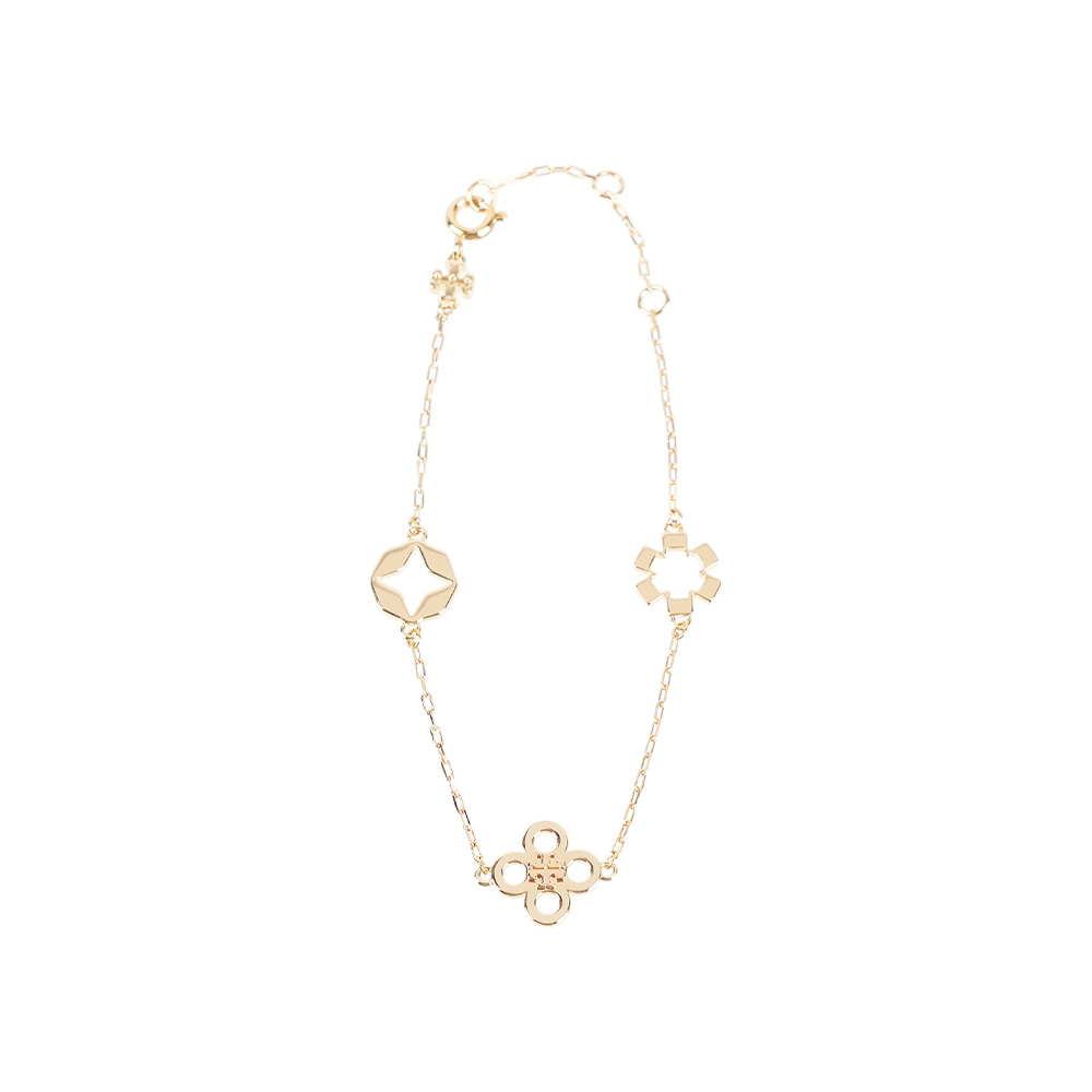 TORY BURCH Clover 鏤空幸運四葉草造型手鍊(金色), , large