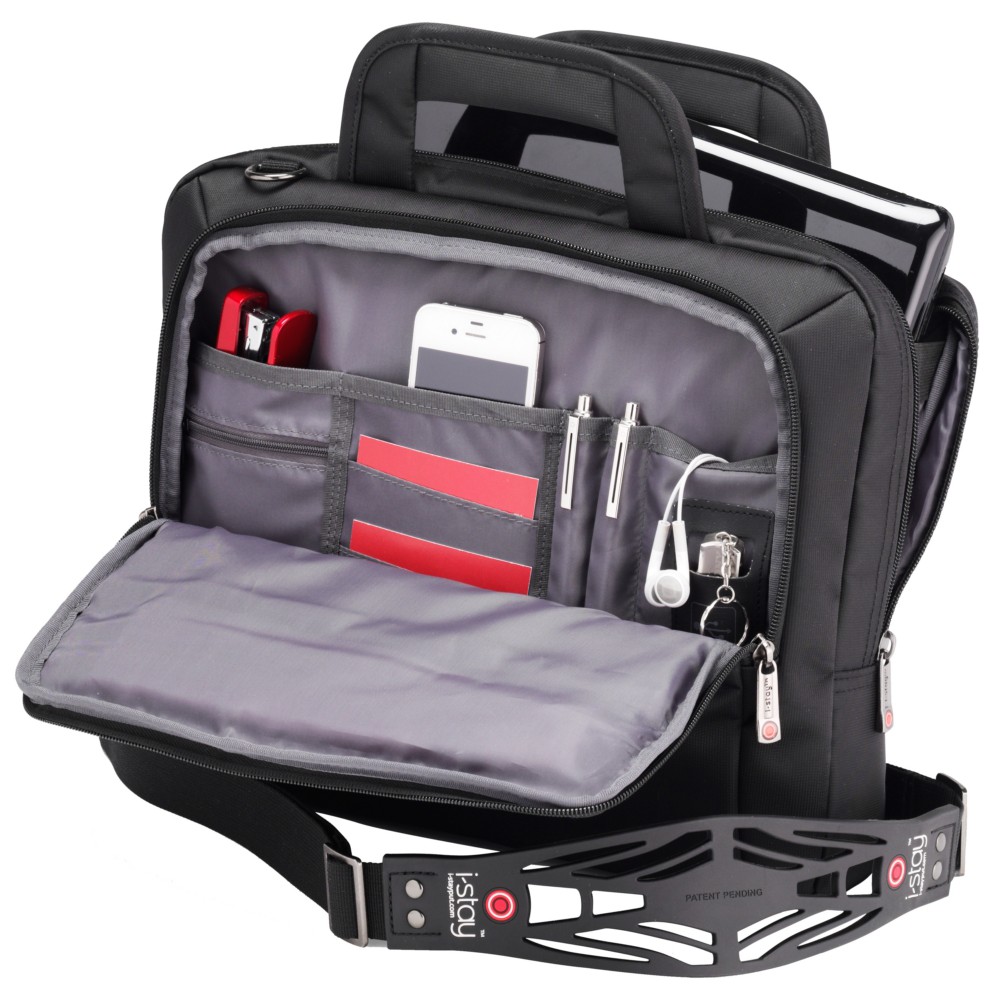 I-Stay laptop bag 13.3" with i-stay strap in black polyeste&nbsp;, , large