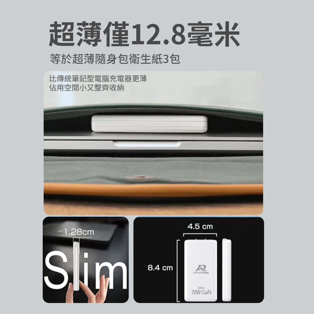 【Armor Rock】 70W氮化鎵電源供應器 +240W快充傳輸充電線 （C-GaN-70240W）, , large