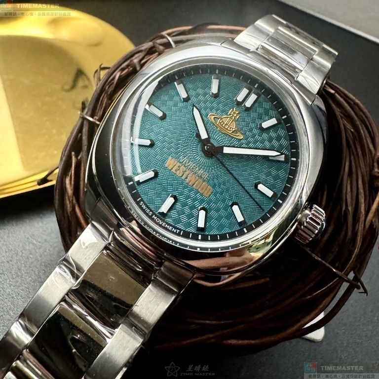 [星晴錶業]Vivienne Westwood手錶,38mm,VW30318幾何立體圖形, Tiffany藍錶面銀錶殼銀色精鋼錶帶款, , large