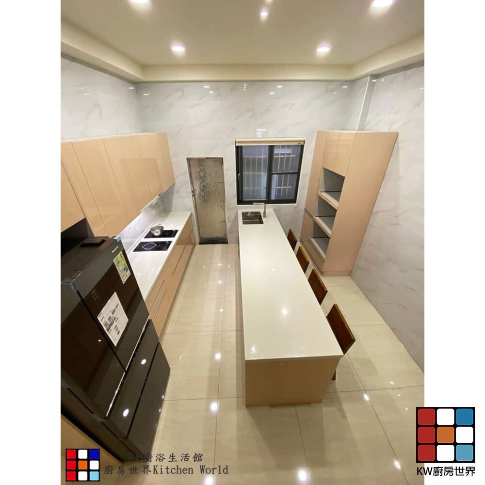 【KW廚房世界】系統廚具 廚房設計 客製化 廚櫃 工廠直營 一字型流理台 電器櫃 中島 搭櫻花牌電陶爐 排油煙機, , large