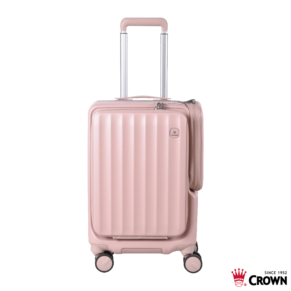 【CROWN】WAVE 19.5吋前開式側袋磁吸登機箱-奶霧玫瑰, , large