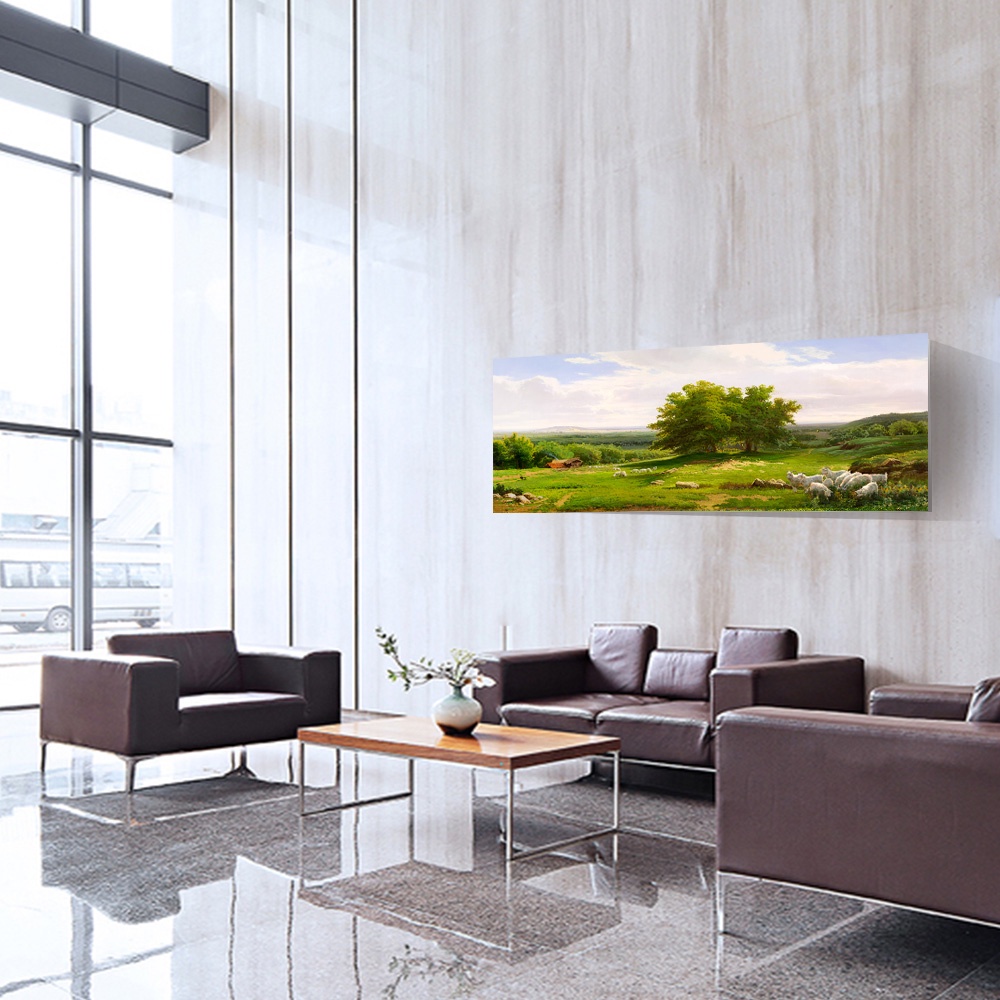 【御畫房】一碧千里 國家一級畫師手繪油畫60&times;120cm(VF-55), , large