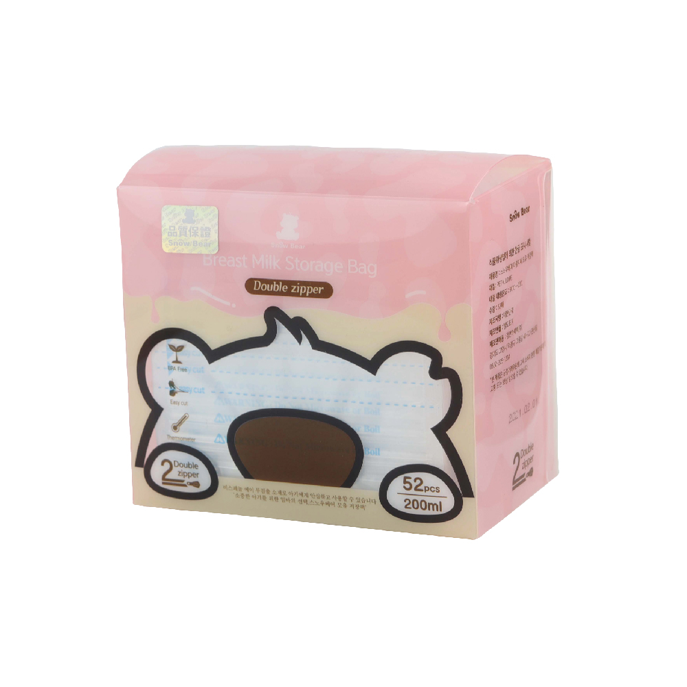 【韓國 SnowBear 】雪花熊 200ml 完美切口母乳儲存袋 52枚 #母乳袋 冷凍母乳儲存袋 保存袋, , large