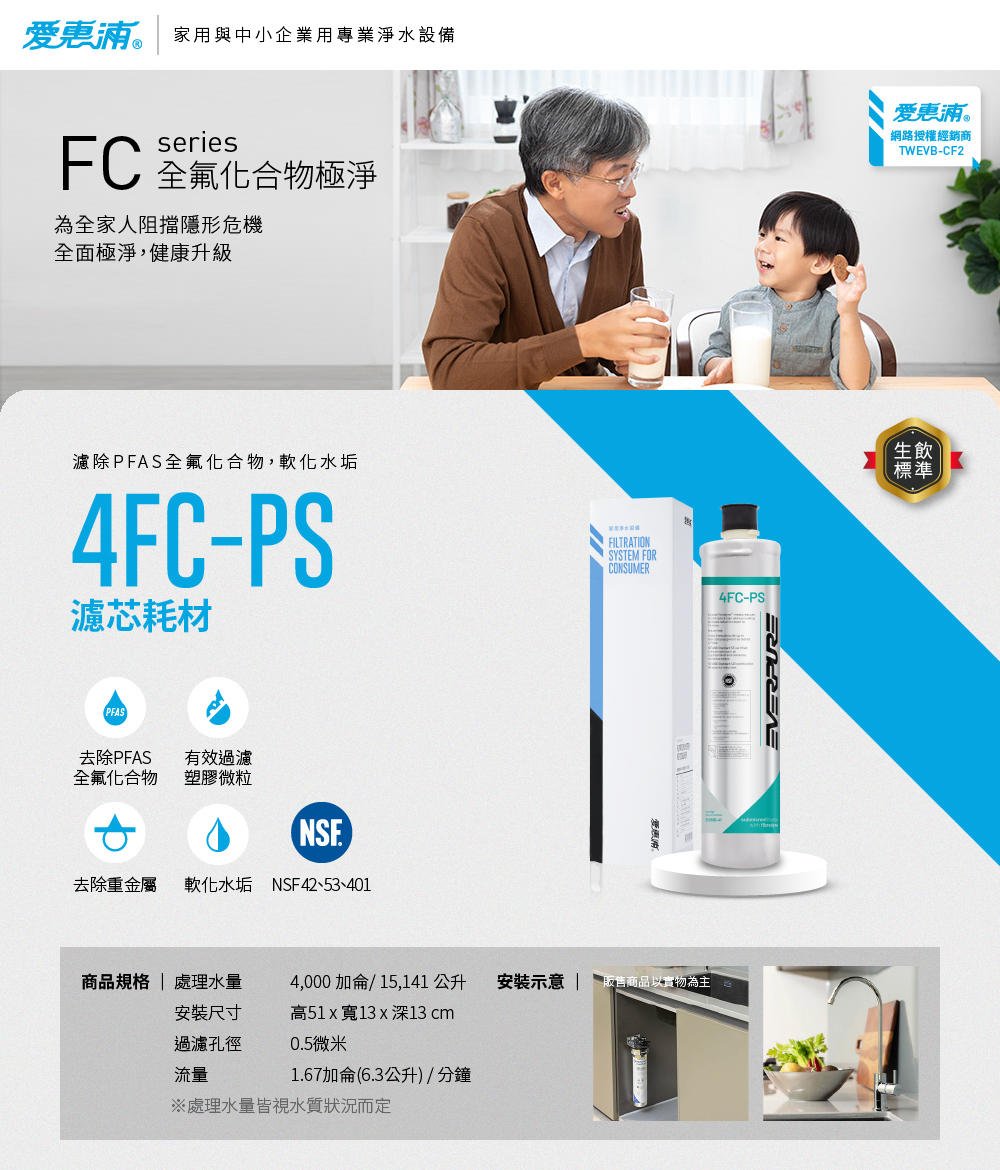【愛惠浦】4FC-PS碳纖活性碳濾芯(DIY更換), , large