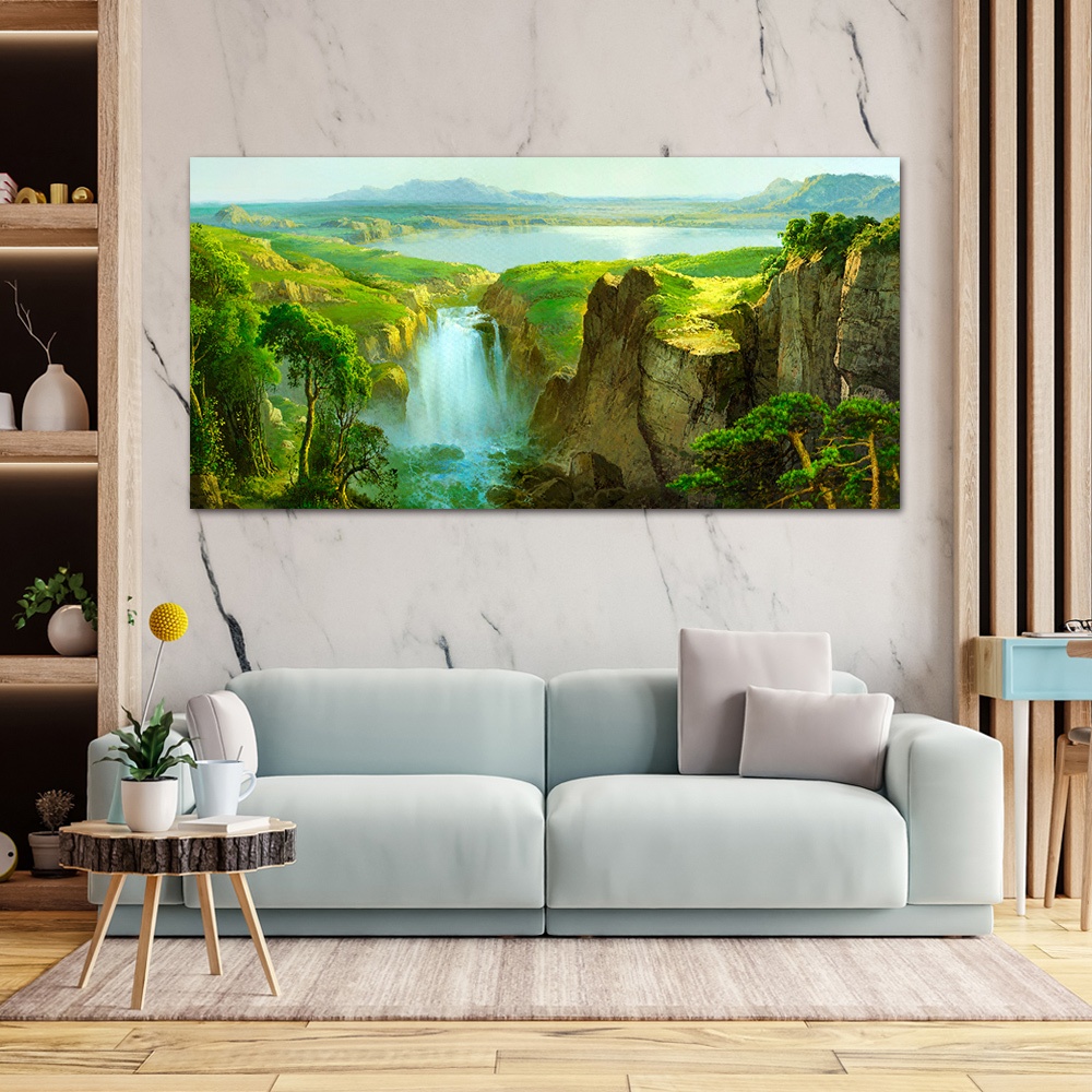 【御畫房】天瀑 國家一級畫師手繪油畫60&times;120cm(VF-136), , large