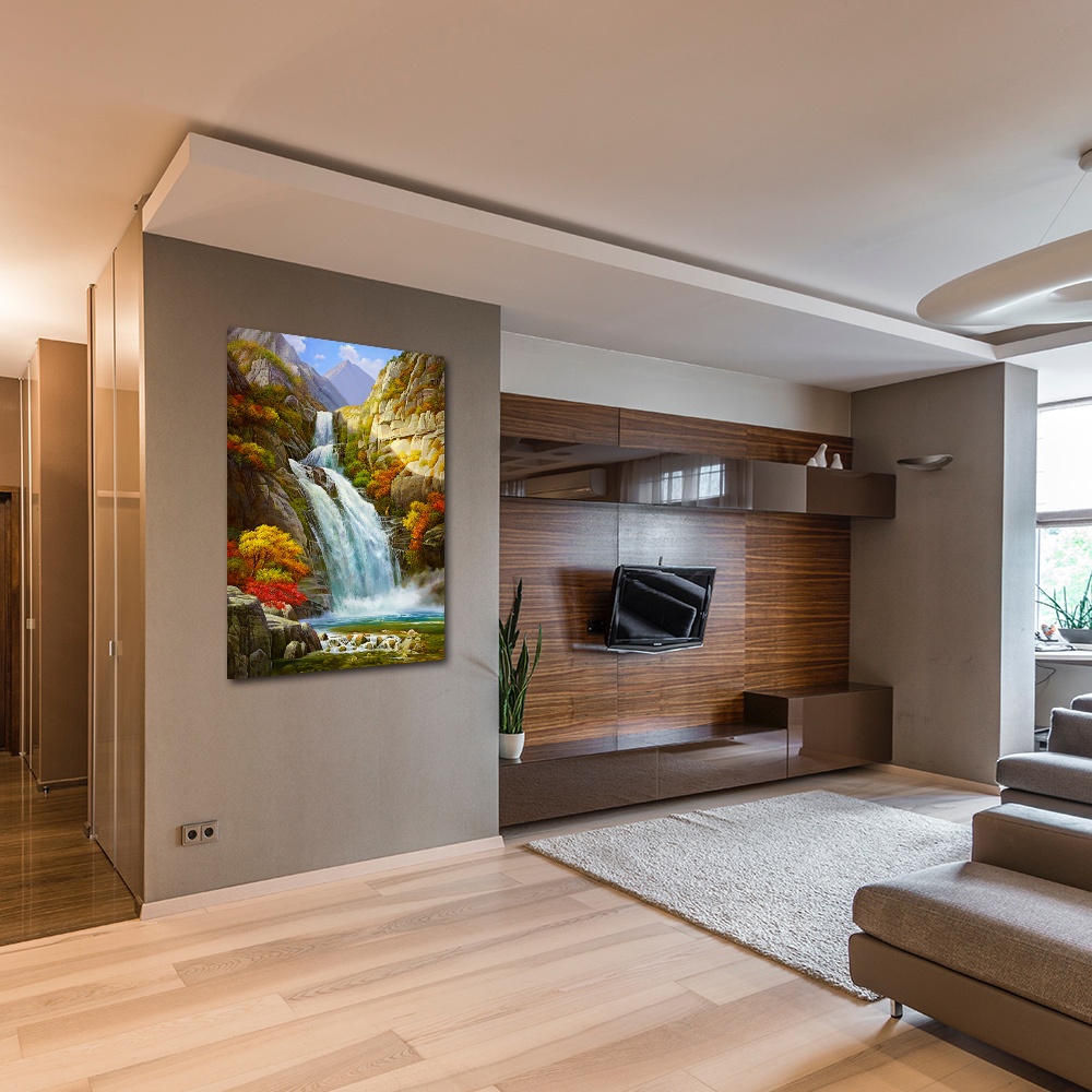 【御畫房】高山飛瀑 國家一級畫師手繪油畫60&times;90cm(VF-106), , large