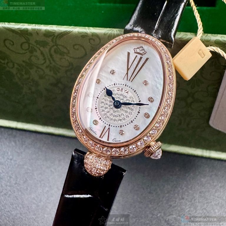 [星晴錶業]GEYA手錶,26mm34mm,G06260LHW貝母錶面玫瑰金錶殼深黑色真皮皮革錶帶款, , large
