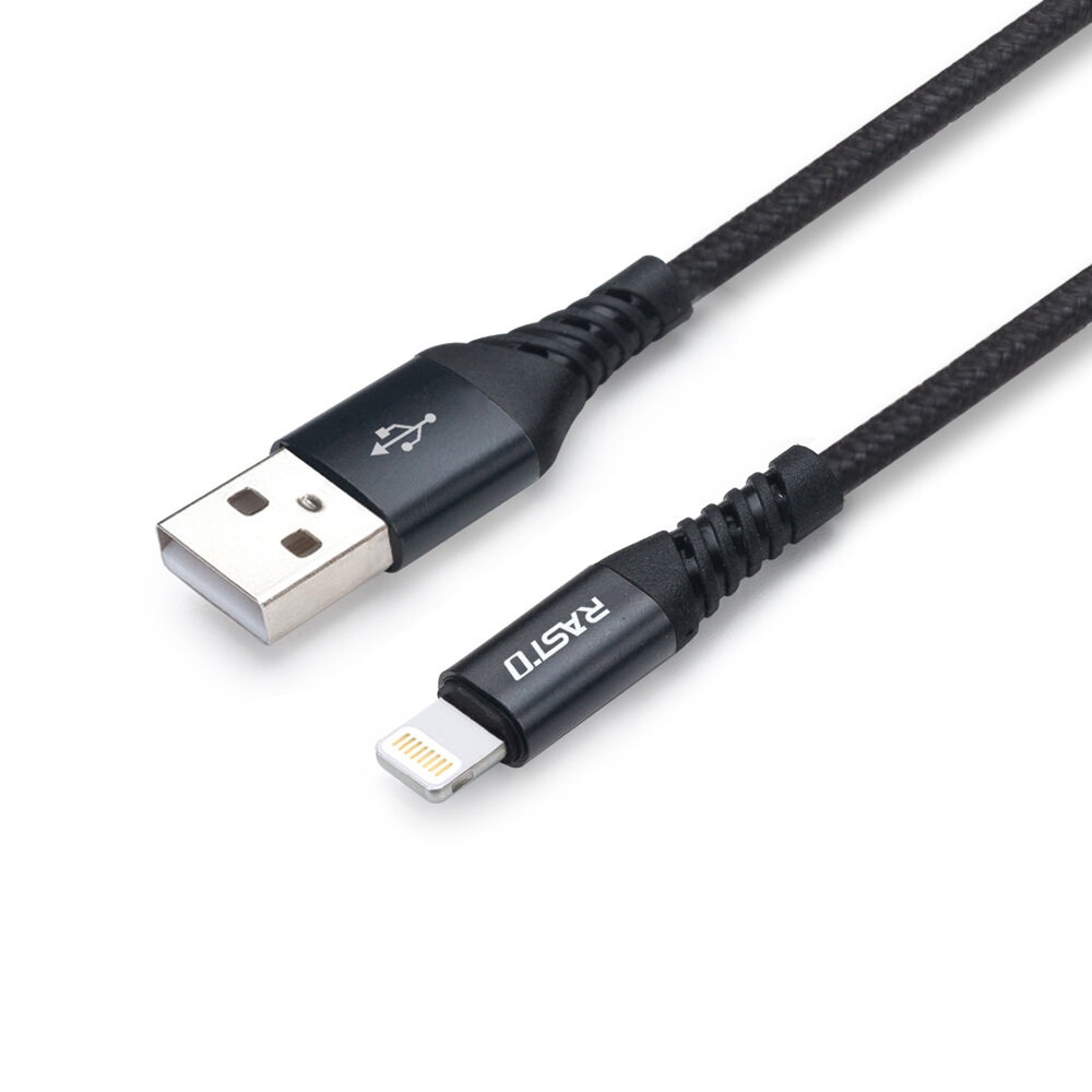 RASTO RX37 iPhone Charging Cable 1.2M Aluminum Alloy Connector Nylon Braided Cable Supports 2.4A Fast Charging + Data Transmission, , large