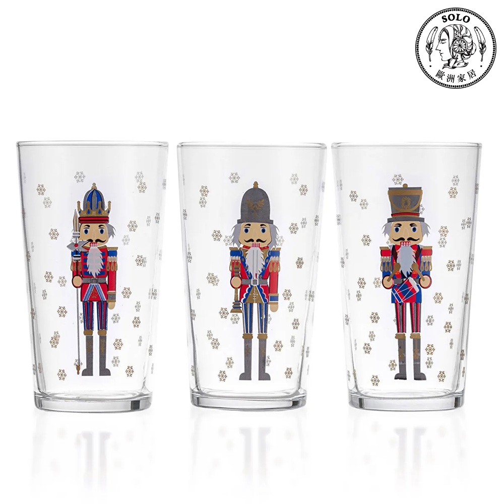 【SOLO Vintage】LCW Home 570ml Nutcracker Glass Cup Set of 3 Water Cup Juice Cup Made in Turkey, , large