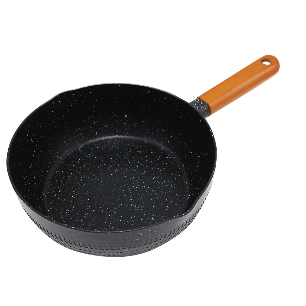 藏野匠錘紋不沾雪平鍋-曜岩黑-22cm-1入組, , large