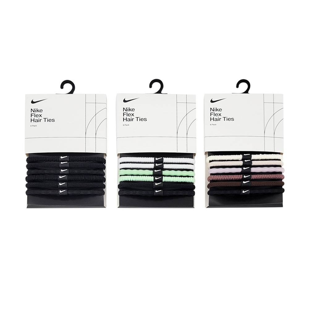 NIKE FLEX 髮圈6PK 運動髮飾 健身 訓練 跑步 簡約 多色 伸縮 彈性 耐用 黑 白/淺綠/黑 米/淺紫/黑, , large