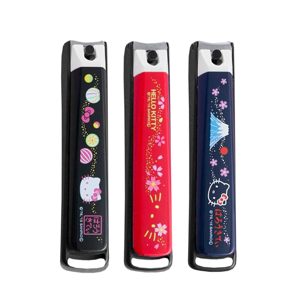 【日本貝印KAI】日本限定 Hello Kitty凱蒂貓 鍛造不鏽鋼 抗菌加工 高質感指甲剪 指甲刀(含指甲集屑盒+銼刀), , large
