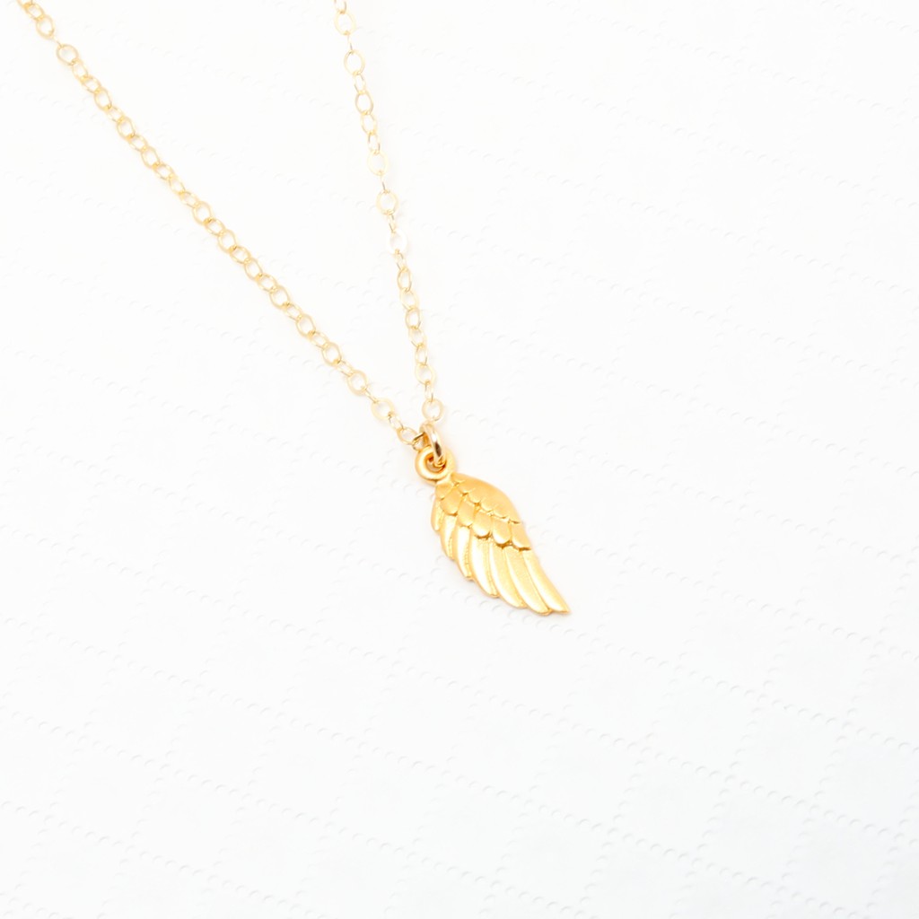 【Angel & Me】Angel Wing s925 sterling silver 24k gold plated necklace gift, , large