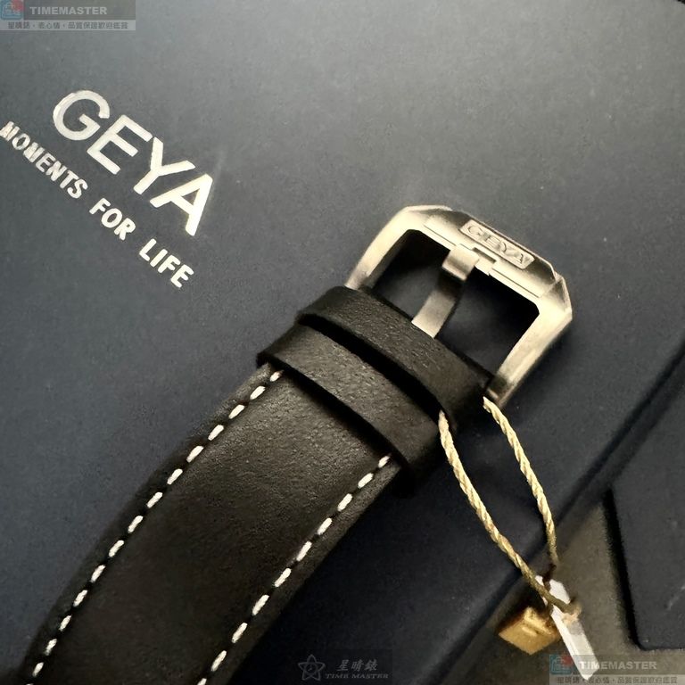 [星晴錶業]GEYA手錶,44mm,G78155GWK雙面機械鏤空錶面銀錶殼深黑色真皮皮革錶帶款, , large