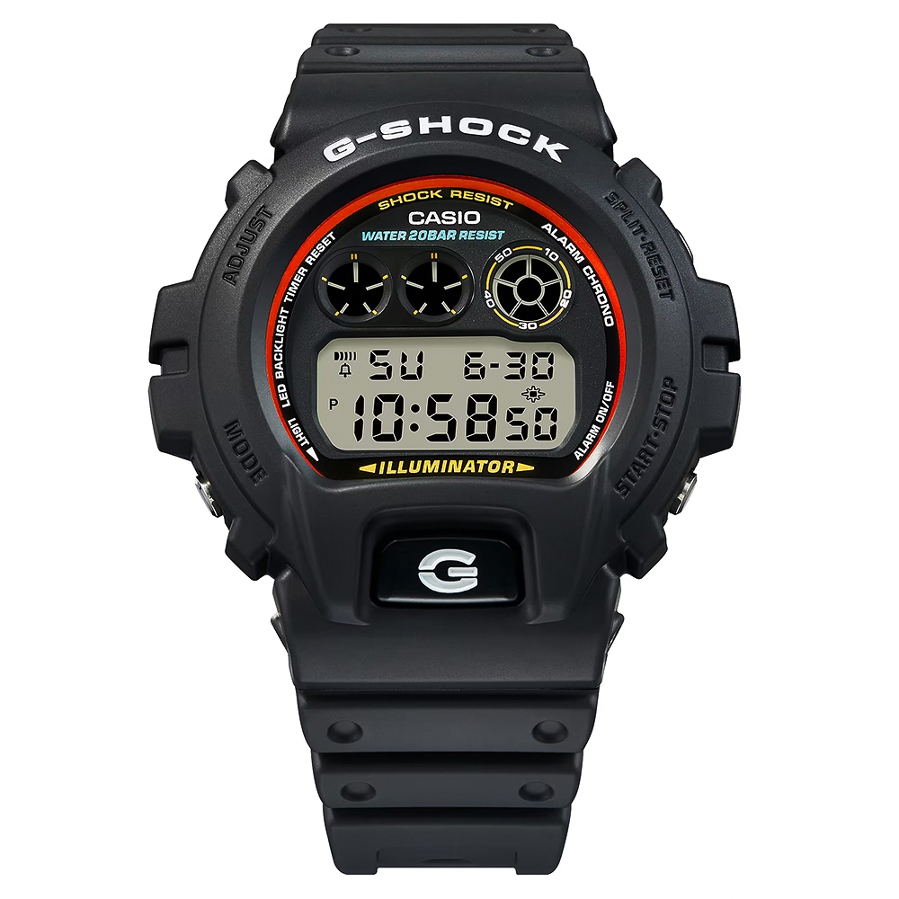 CASIO 卡西歐 G-SHOCK 經典配色電子錶 學生錶 手錶-黑 DW-6900RL-1, , large