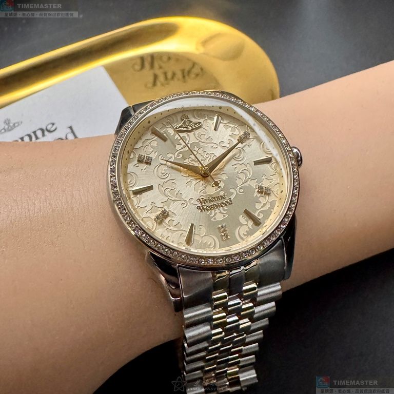 [星晴錶業]Vivienne Westwood手錶,38mm,VW30325銀白色錶面金色錶殼金銀相間精鋼錶帶款, , large