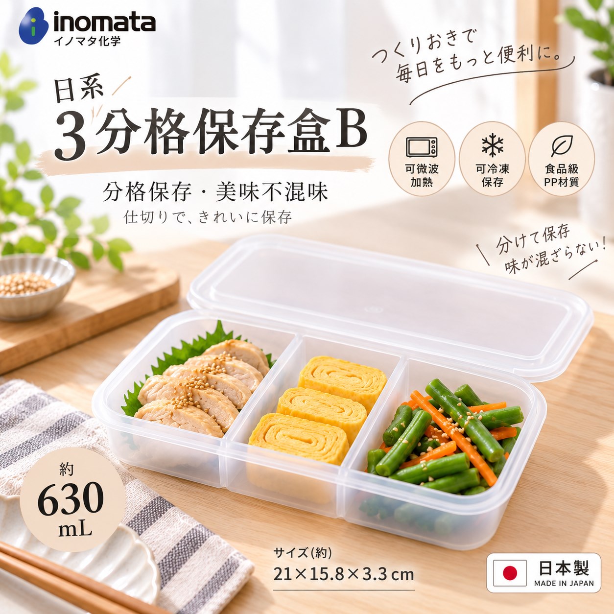 【HIYASU日安工坊】3分格保存盒B, , large