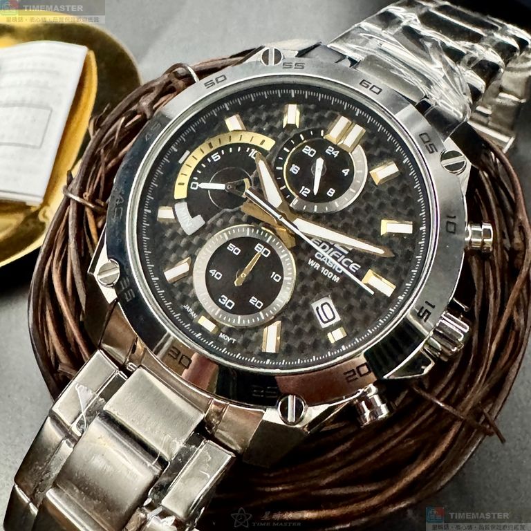 [星晴錶業]CASIO手錶,44mm,CA56830黑色錶面銀錶殼銀色精鋼錶帶款, , large