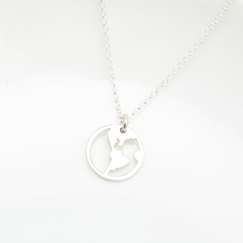 【Angel & Me】Travel World Map s925 sterling silver necklace Birthday gift, , large