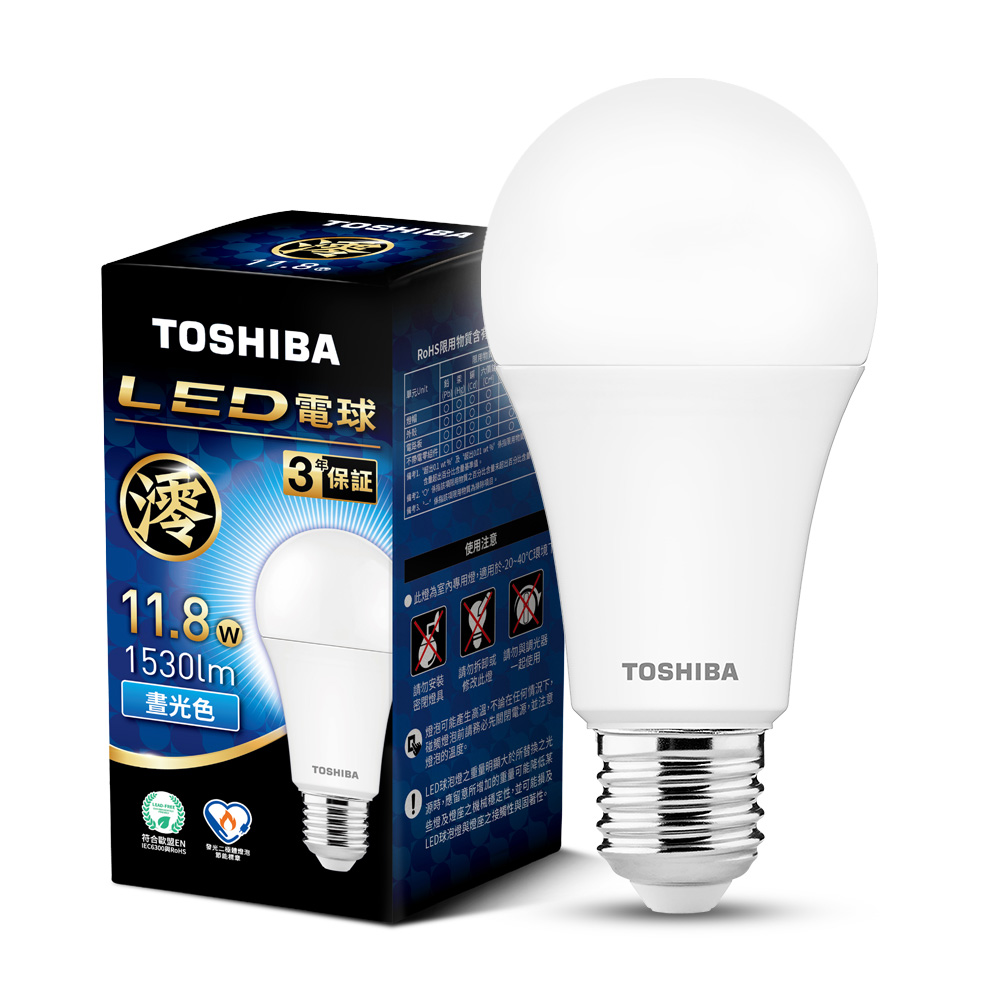 [TOSHIBA] 20-pack Mio Series LED Bulbs, 11.8W, 3-year warranty, high lumen output, energy-saving label (daylight/bulb color/natural color), , large