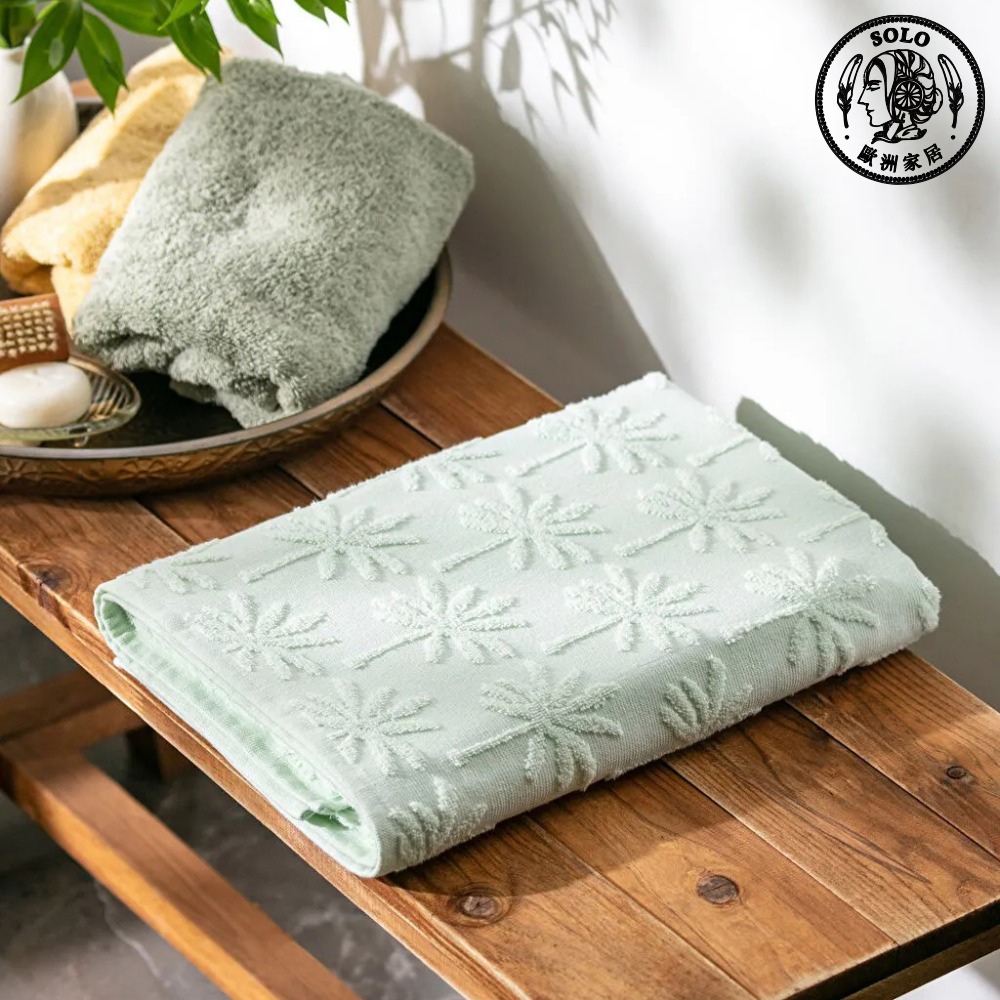 【SOLO Vintage】LCW Home 70x140cm Green Palm Leaf Bath Towel 100% Cotton Made in Turkey, , large