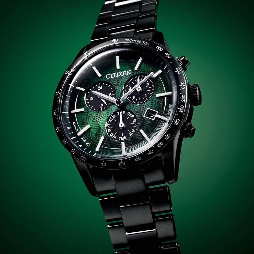CITIZEN 星辰 極光之森 限定 光動能紳士計時手錶-39.5mm BL5497-85W, , large