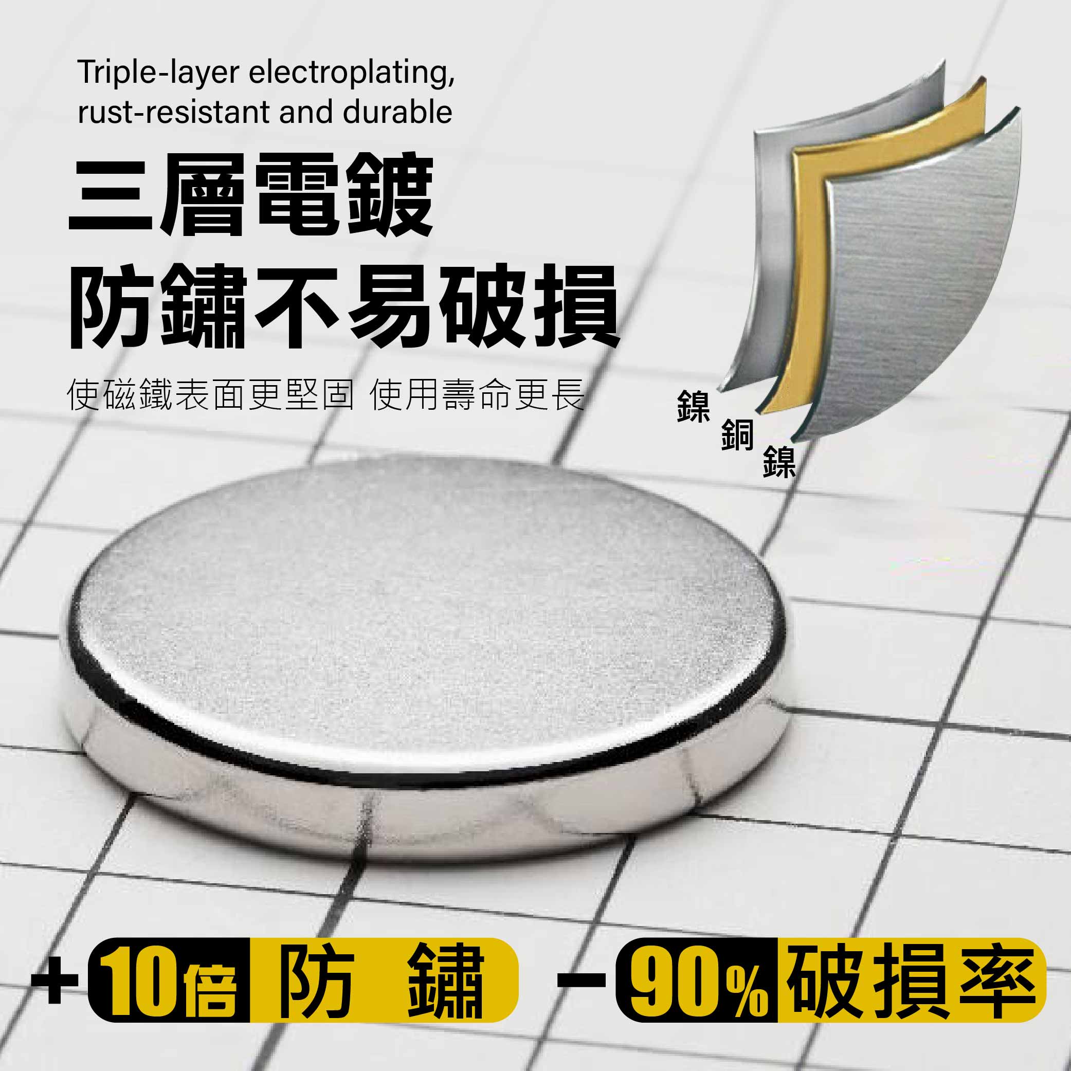 鉅玉經典｜進口白金強力磁鐵 釹鐵硼磁鐵 工業級雙面強磁 工業/DIY/白板/冰箱磁鐵 圓形 SO-205, , large