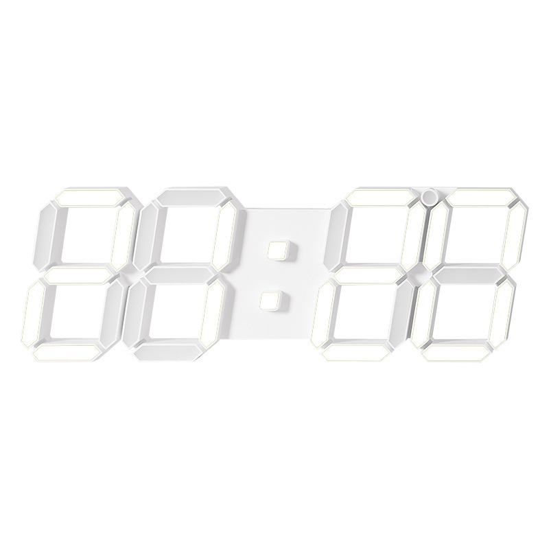 【我型我色&reg;生活百貨】數字LED立體3D時尚掛鐘 靜音電子夜光鬧鐘 科技感數字顯示 復古工業風（新款斜體）, , large