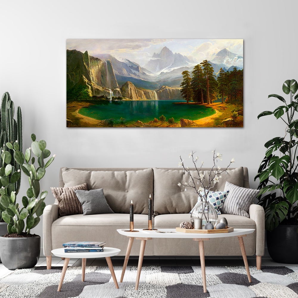 【御畫房】湖畔小鹿 國家一級畫師手繪油畫60&times;120cm(VF-130), , large