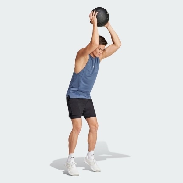 Adidas D4T HR TK 男 背心 運動 訓練 健身 重訓 透氣 涼感 大袖孔 藍 [IS3713], , large