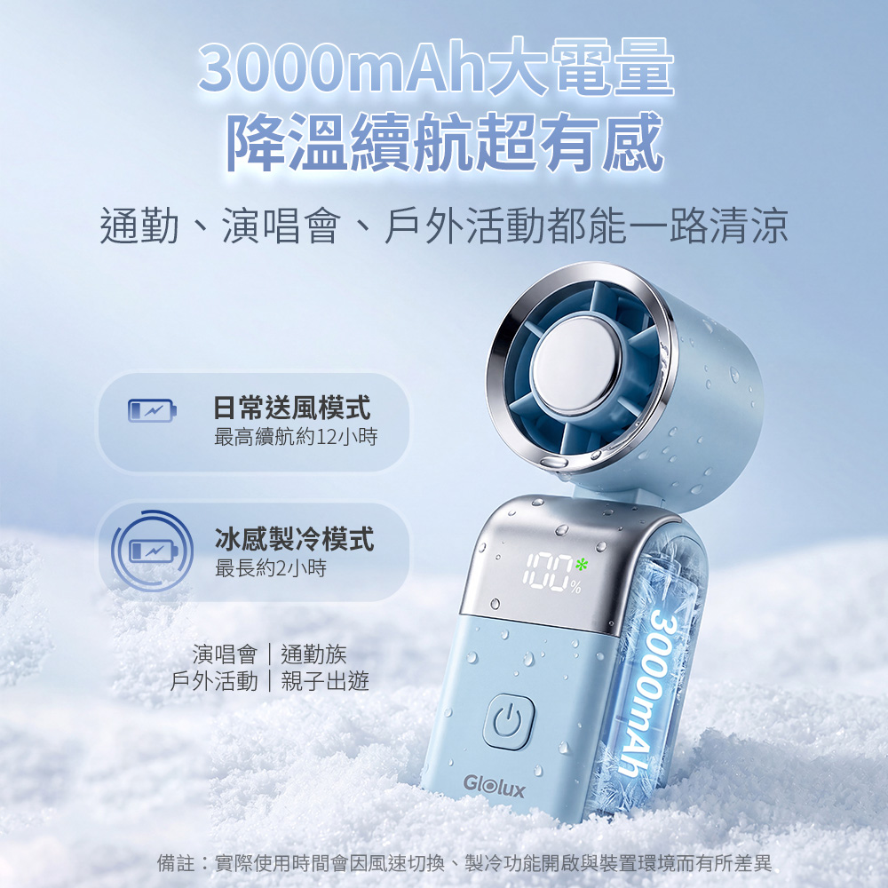 【Glolux 】Mini手持折疊製冷風扇（CF-M01）, , large